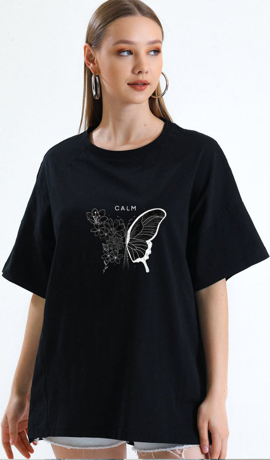 Calm Butterfly Minimal Line Art T-shirt