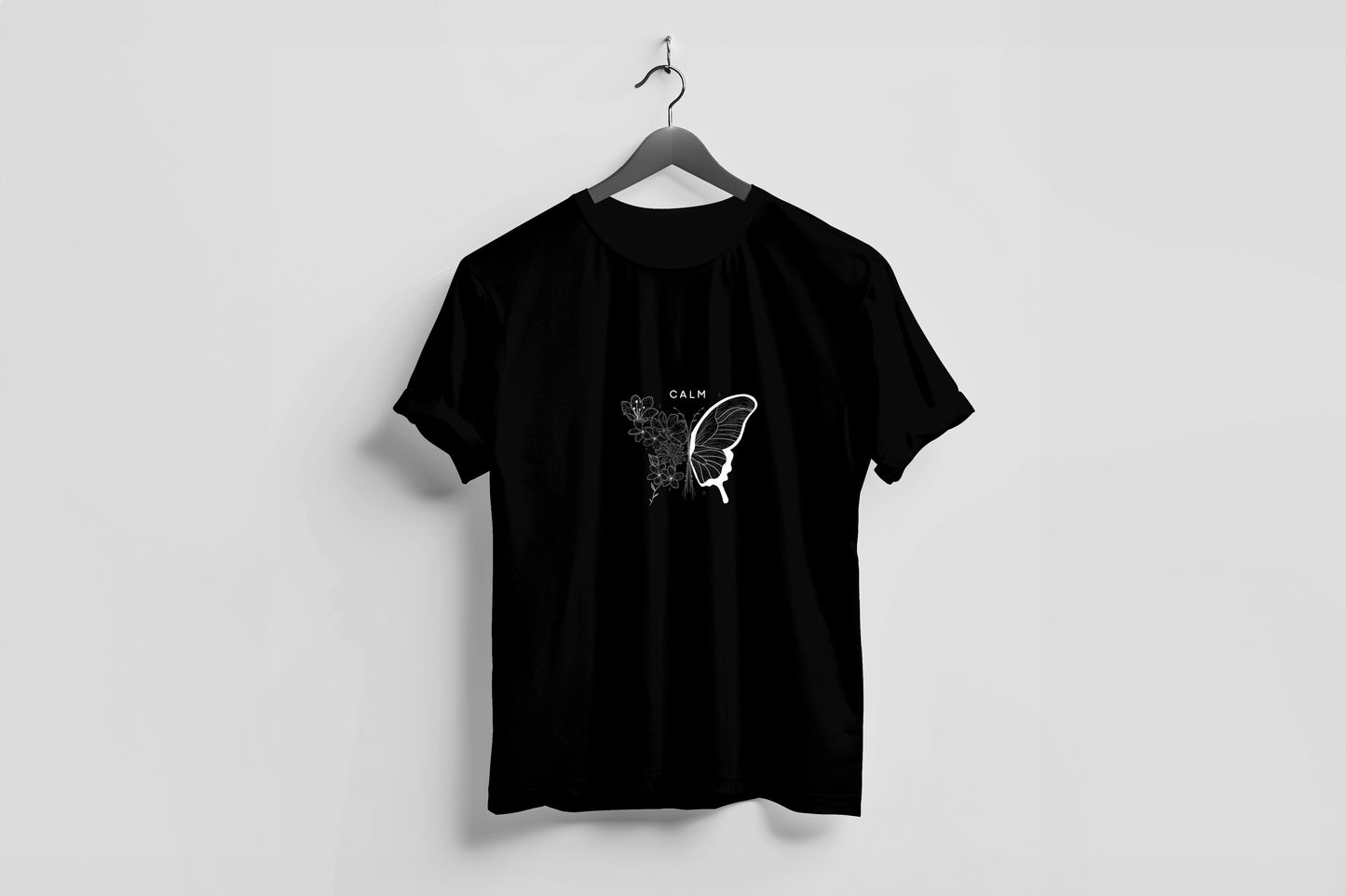 Calm Butterfly Minimal Line Art T-shirt